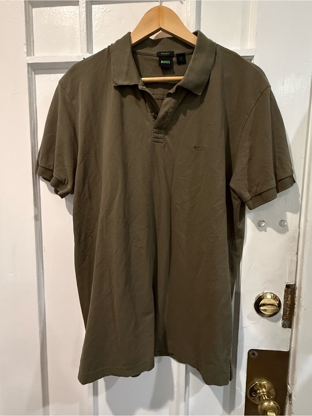 BOSS Olive Polo Shirt with Subtle Logo
